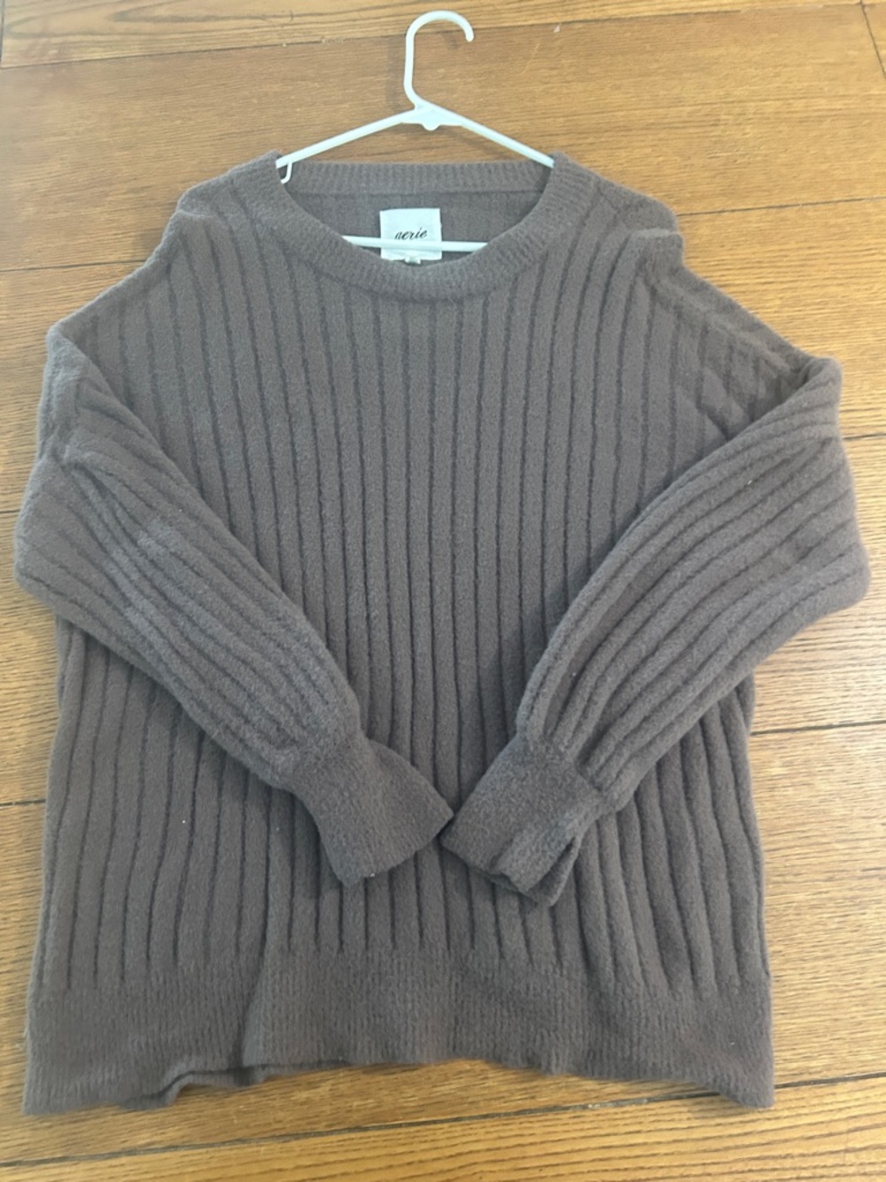 aerie Ribbed Crewneck Sweater in Brown